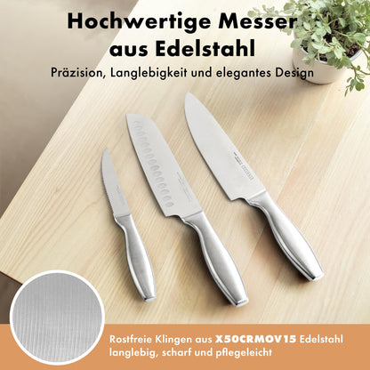 EDELHAUS Messerset Profi Messerblock - 9-teilig mit Schärfer