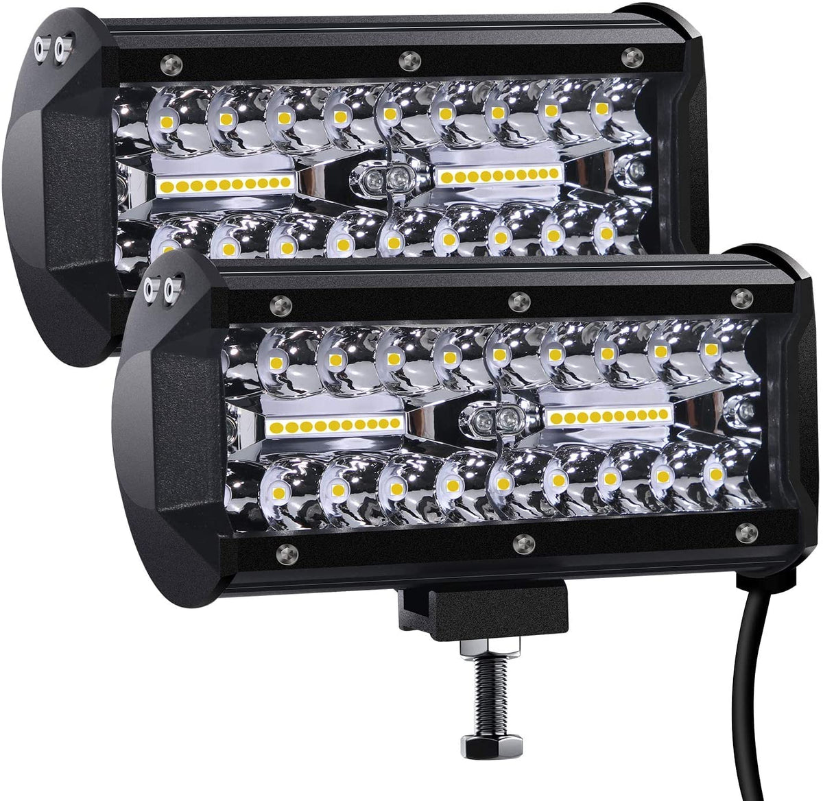 Kraumi LED Arbeitsscheinwerfer 7 Zoll 240W Zusatzscheinwerfer 2 Stück mit Aluminiumgehäuse und Lexan-Linse