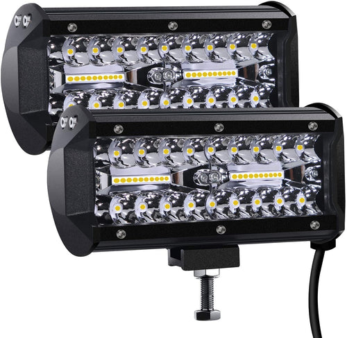 Kraumi LED Arbeitsscheinwerfer 7 Zoll 240W Zusatzscheinwerfer 2 Stück mit Aluminiumgehäuse und Lexan-Linse