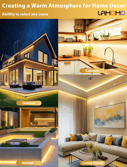 Lamomo COB LED Streifen 10m warmweiss 3000K dimmbar mit Fernbedienung