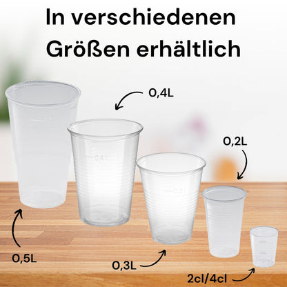 LogiPack GeRo Trinkbecher 0,2 l mit Eichstrich, PP, 1000 Stück