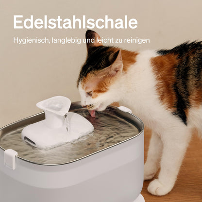 PETLIBRO Dockstream Katzenbrunnen Edelstahl, 2.5 L, kabellose Pumpe