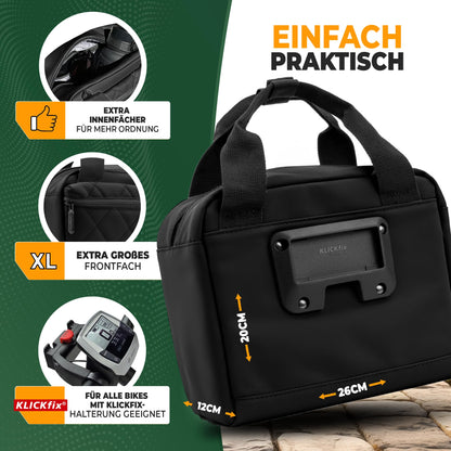 MIVELO Lenkertasche für KLICKfix – wasserabweisend, 7 L, schwarz