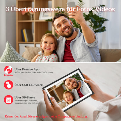 WONNIE Frameo Digitaler Bilderrahmen 10,1 Zoll WLAN mit Touchscreen