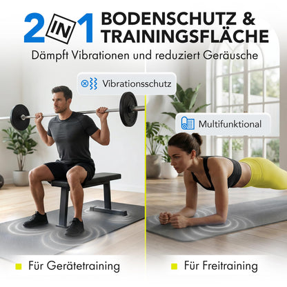 LILENO SPORTS Bodenschutzmatte Fitness 90x200 cm, 8 mm, rutschfest