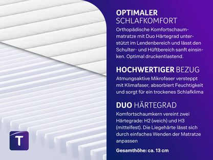 Traumnacht Easy Comfort 2 in 1 Duo Schaummatratze - H2/H3, 90x200 cm