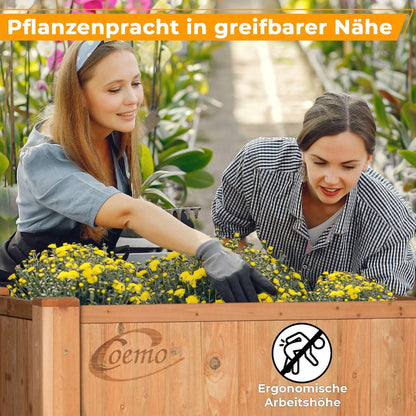 Coemo Hochbeet aus Holz 120 × 60 × 90 cm mit Ablageboden