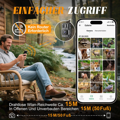 MAXDONE Wildkamera 4K 64MP mit WLAN, Nachtsicht und 6000mAh Akku