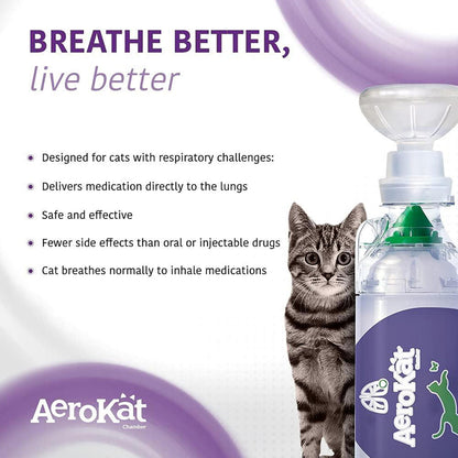 AEROKAT Feline Aerosol-Kammer Inhalator-Spacer für Katzen mit Flow-VU