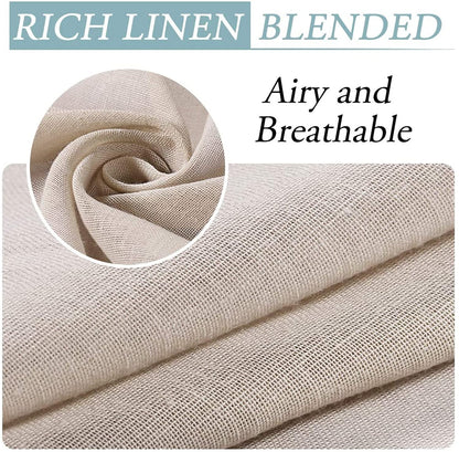 LINFKY Outdoor Vorhänge 2er-Set Leinen wasserdicht 132x240 cm Natur