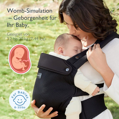 Momcozy Babytrage Air Mesh, ergonomisch mit X-Rücken, schwarz