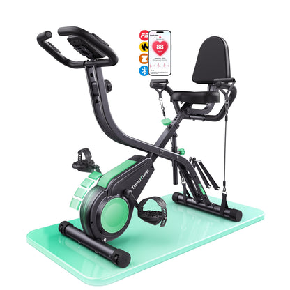 Toputure TEB4 Heimtrainer klappbar, 5-in-1 Ergometer mit App und Zugbändern für Arme und Beine