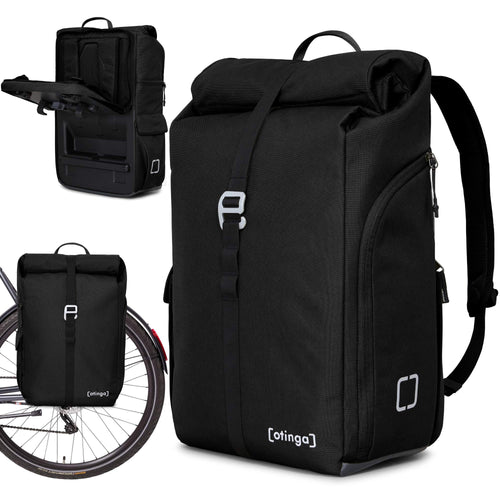 otinga® Flip V3 Fahrradtasche Rucksack, 34L Volumen. Rechteckige, wasserdichte Tasche für den Gepäckträger, zum Rucksack umwandelbar.