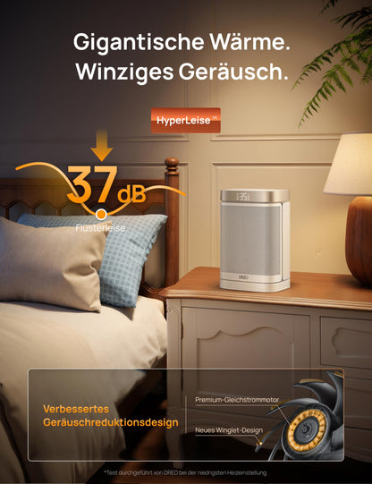 Dreo Heizlüfter DR-HSH004, 1500 W PTC-Keramik mit Thermostat, weiss