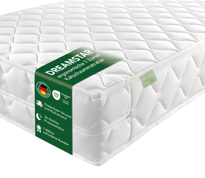 DREAMSTAR Ergo Flex XXL Duo 7-Zonen Kaltschaummatratze 160x200 cm mit abnehmbarem, waschbarem Bezug
