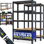 Monzana Schwerlastregal 2er-Set, 180x90x40 cm, 2x 875 kg, schwarz – Steckregal aus Stahl mit MDF-Böden