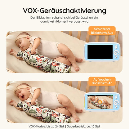Boifun Video-Babyphone VB805 mit Kamera, 5 Zoll IPS, ohne WLAN