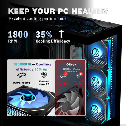 KEDIERS P4 ARGB PC-Gehäuse ATX Mid Tower, 7 PWM-ARGB-Lüfter, schwarz