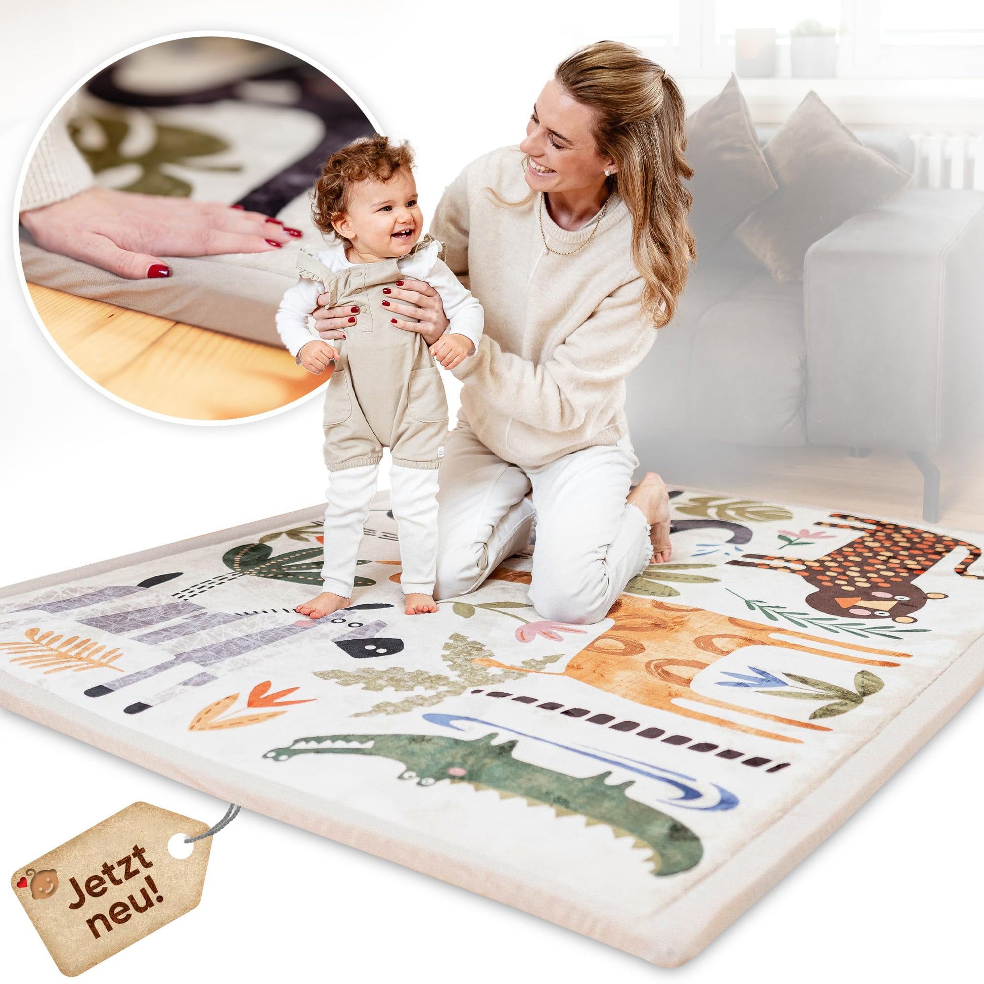 KIDDY KINGDOM Krabbelmatte Memory Schaum - 180x140cm beige. Rechteckige, beige Matte aus Memory-Schaumstoff zur Polsterung beim Krabbeln.