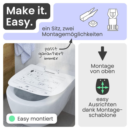 instmaier Helma WC-Sitz aus Duroplast, Absenkautomatik, D-Form, schwar