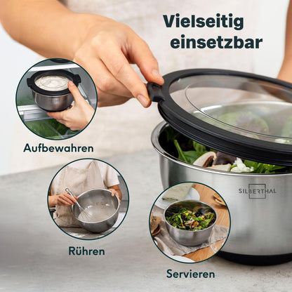 SILBERTHAL Edelstahl Rührschüsseln 5er Set mit Deckel