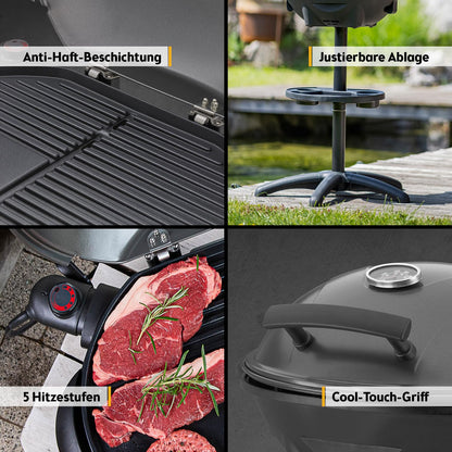 TZS First Austria Elektrogrill 2-in-1 Tischgrill & Standgrill 2400 W