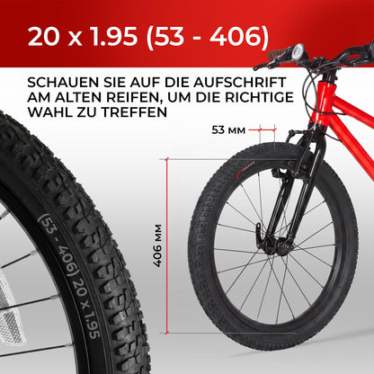Fincci Fahrradreifen 20 x 1.95 Zoll faltbar, 2er-Set mit Schläuchen