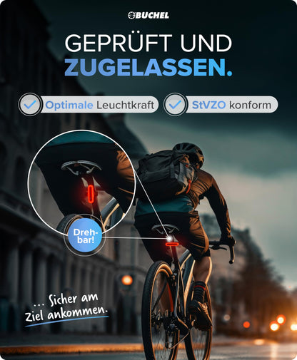 Büchel Fahrradlicht Set LED USB-C Frontlicht & Rücklicht StVZO
