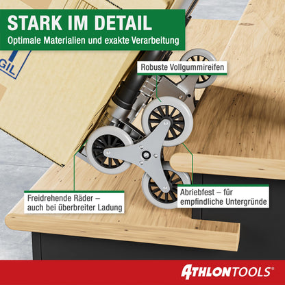 ATHLON TOOLS Treppen-Sackkarre, klappbar, Aluminium, 70 kg Tragkraft