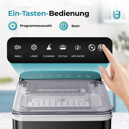 EUHOMY Eiswürfelmaschine, 12 kg Eis pro Tag, 2 Würfelgrössen, schwarz