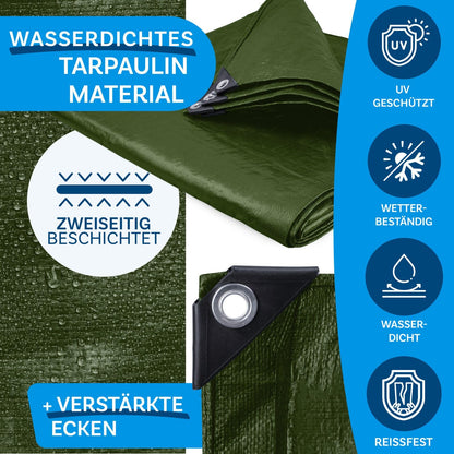 KARAT Abdeckplane 240 g/m² wasserdicht 4x6 m grün UV-stabil