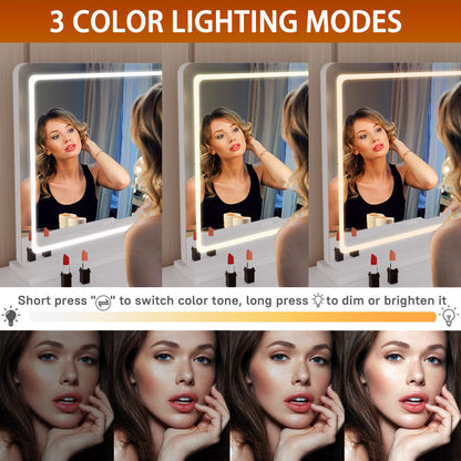 Hasipu LED-Schminkspiegel Kosmetikspiegel - 80x55cm rund weiss