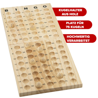 Kyto Bingo Trommel XXL Gold – Spielset mit 75 Kugeln und Karten