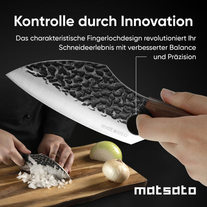 Matsato Messerset 3-teilig | Küchenmesser-Set mit Buchenholzgriff