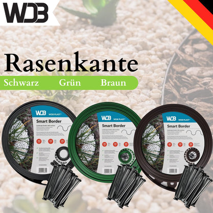 WDB Flexible Rasenkante aus Kunststoff, 20 m, schwarz, inkl. 40 Nägel