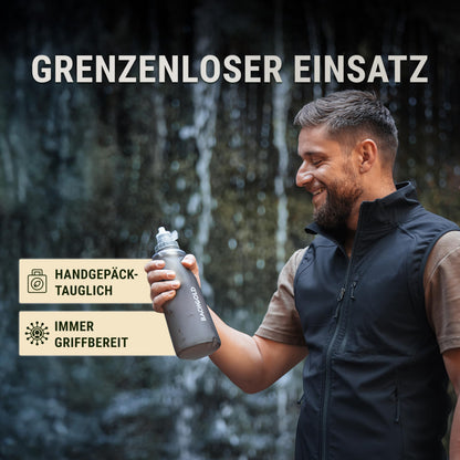 Bachgold Squeeze Wasserfilter Outdoor, Trinkwasserfilter 1000 ml, Grau