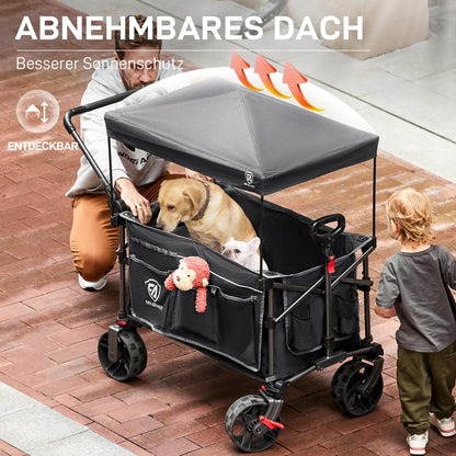EVER ADVANCED Bollerwagen XXL faltbar 225 L bis 150 kg mit Dach