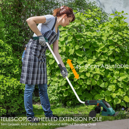LIFERUN Akku Grasschere 2-in-1 Strauchschere mit Teleskopstiel, Grün