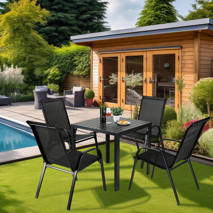 LIFERUN Gartenstuhl Hochlehner, stapelbar, 4er-Set, schwarz
