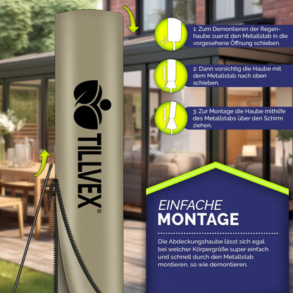 tillvex Ampelschirm Aluminium Ø 350 cm mit Kurbel, Abdeckung, braun