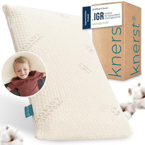 KNERST Kinderkopfkissen ergonomisch mit Memory-Schaum 40x60x6 cm, flaches Kissen für Kinder ab ca. 3 Jahren