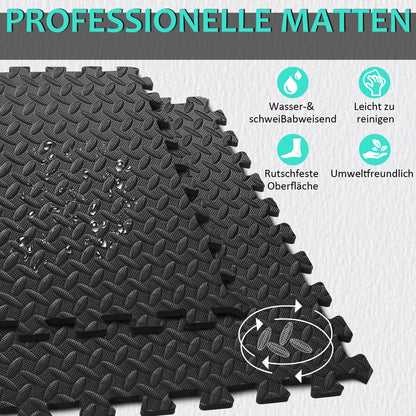 Bodenschutzmatte Fitness Set – EVA Puzzlematte 61x61cm 10mm