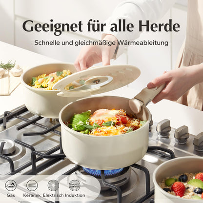 Redchef Topfset Abnehmbare Griffe Keramik – Antihaft 16/18/20cm