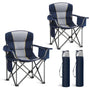 HIGH POINT SPORTS Campingstuhl faltbar 2er Set XXL gepolstert Blau mit Armlehnen und Getränkehalter