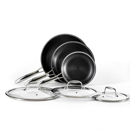 HexClad Hybrid-Edelstahl Kochgeschirr Set - 7-teilig
