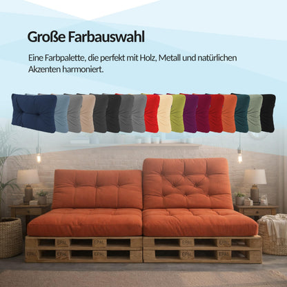 POKAR Palettenkissen 2er Set Sitzkissen 120x80 + Rückenkissen, Grün