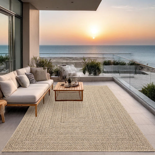 the carpet Kansas Outdoor Teppich Jute-Look wetterfest 140 x 200 cm, strukturiertes Flachgewebe für Balkon und Terrasse