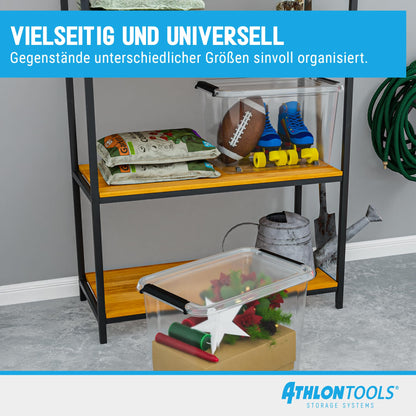 ATHLON TOOLS Aufbewahrungsboxen mit Deckel 60 l 4er-Set transparent