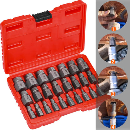 HATANSE Schraubenausdreher-Set 25-teilig, Linksausdreher CR-MO Stahl