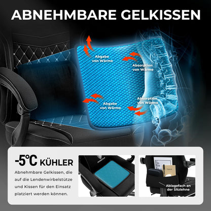 Dowinx Gaming Stuhl Stoff Bürostuhl Massage - Schwarz